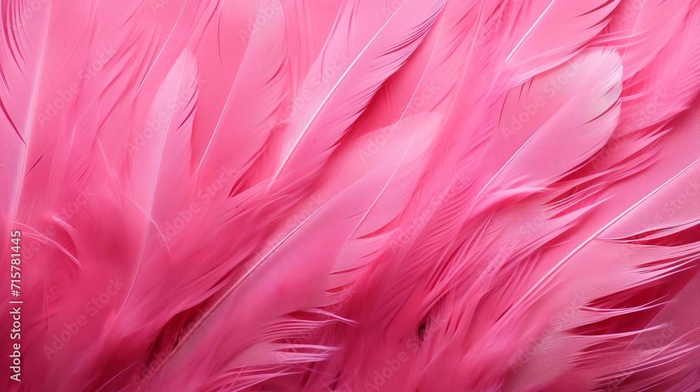 Fototapeta premium Close up of trendy pink feather texture abstract macro fluffy feather background