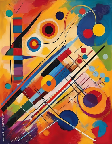 Wallpaper Mural A digital abstract painting inspired by Wassily Kandinsky, abstract expressionism, vibrant colors, energetic. AI Generativ Torontodigital.ca