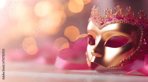 Photo of elegant and delicate mask over bokeh background.