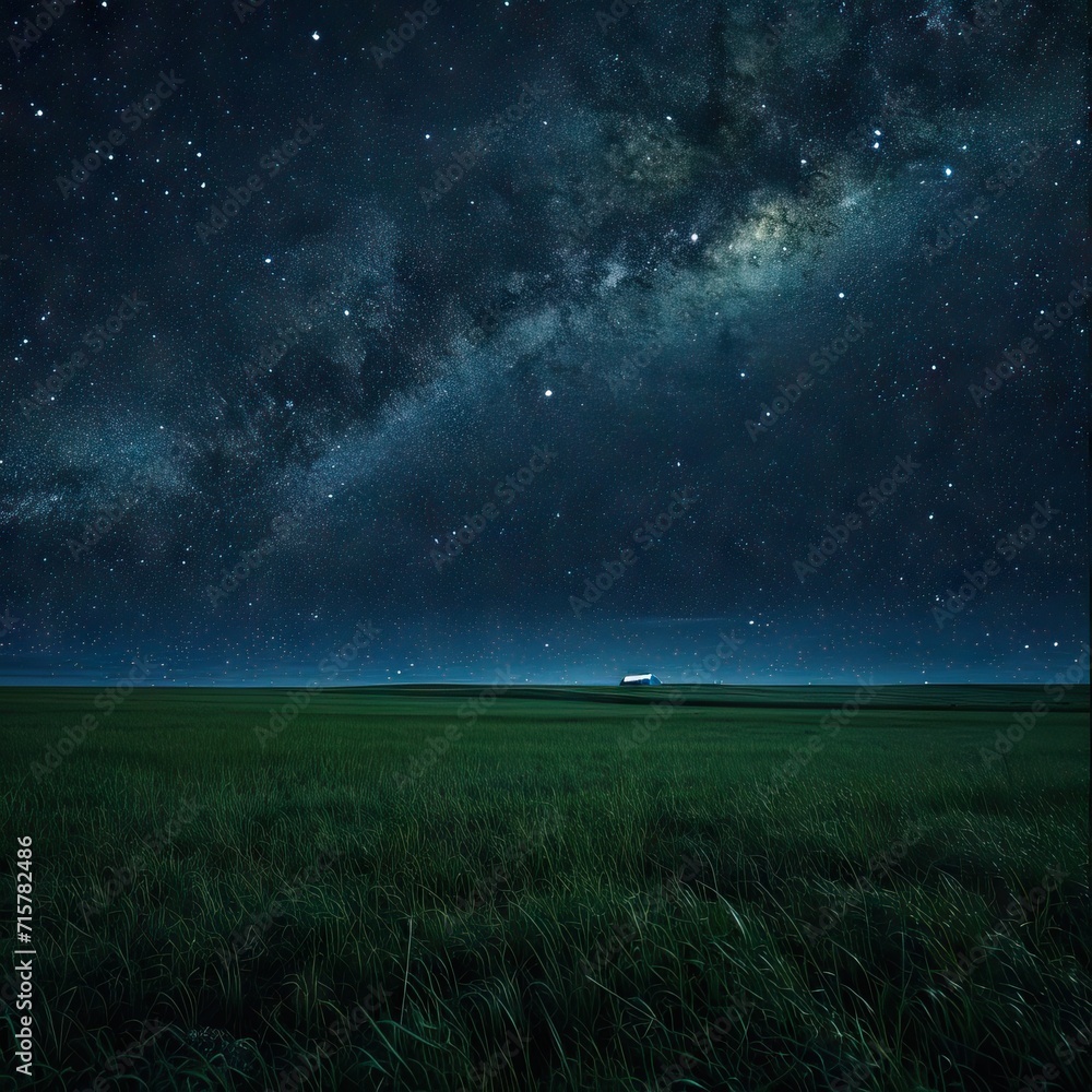 Night sky with the Milky Way and stars over the field. AI generated illustration Night sky with the Milky Way and stars over the field. AI generated illustration