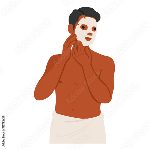 Man Embracing Self-care, Apply Face Mask For A Revitalized Complexion. This Essential Step In The Male Beauty Routine