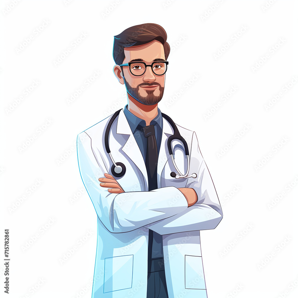 Fototapeta premium doctor with stethoscope flat illustration art