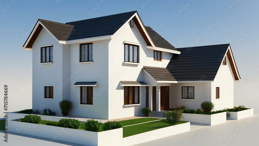 3d render of a modern house on white background, Concept for real estate or property