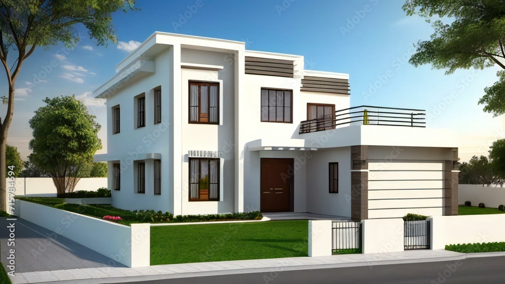 3d render of a modern house on white background, Concept for real estate or property