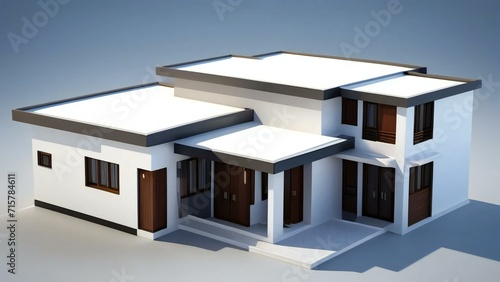 3d rendering of modern cozy house isolated on white background. Real estate concept.