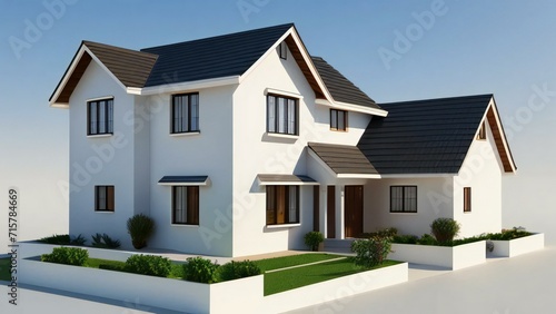 3d render of a modern house on white background, Concept for real estate or property © samsul