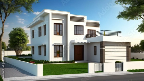 3d render of a modern house on white background, Concept for real estate or property © home 3d