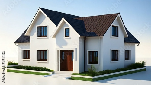3d rendering of modern cozy house isolated on white background, Real estate concept. © samsul