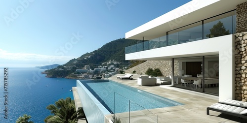 Luxury contemporary architecture house with pool in a magnificent location © FrankBoston