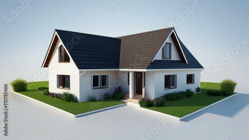 3d rendering modern house isolated on white background, Concept for real estate or property. © samsul