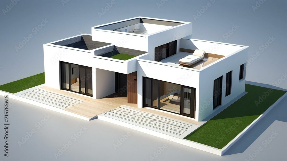 3d rendering modern house isolated on white background, Concept for real estate or property.