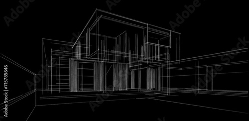 architectural drawings 3d illustration