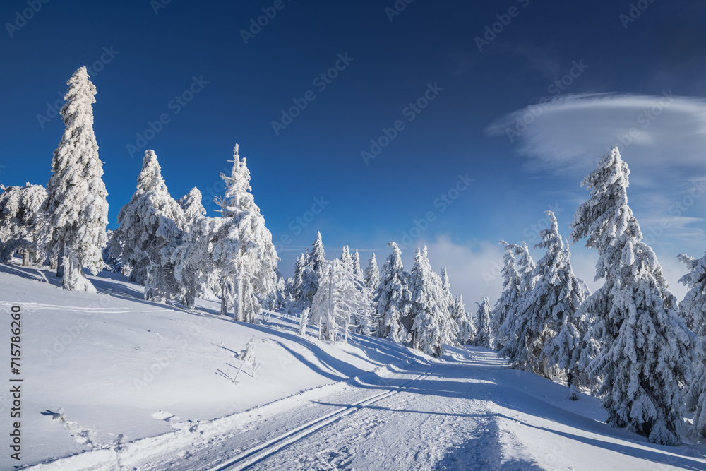 Winter landscapes in the Czech Jeseniky Mountains. Snow and ice created fairy-tale views. The mountains look beautiful this time of year. Winter landscapes in the Czech Jeseniky Mountains. Snow and ice created fairy-tale views. The mountains look beautiful this time of year.