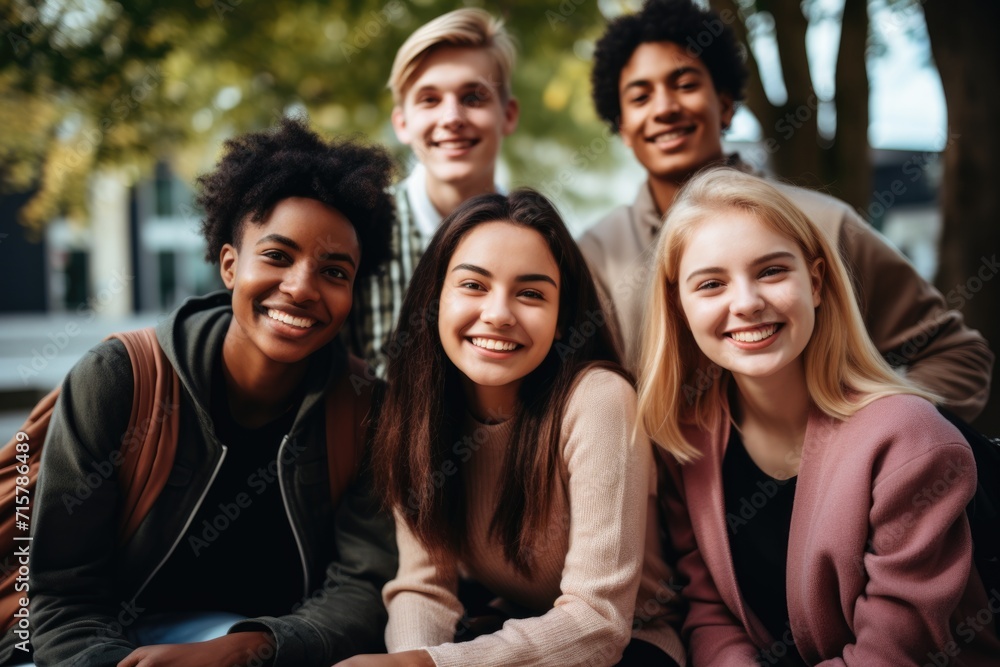 Fototapeta premium Portrait of a smiling and diverse group of students