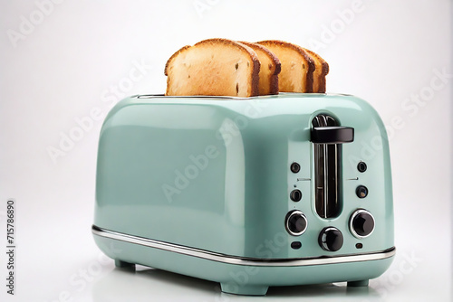 toaster with bread on white background 