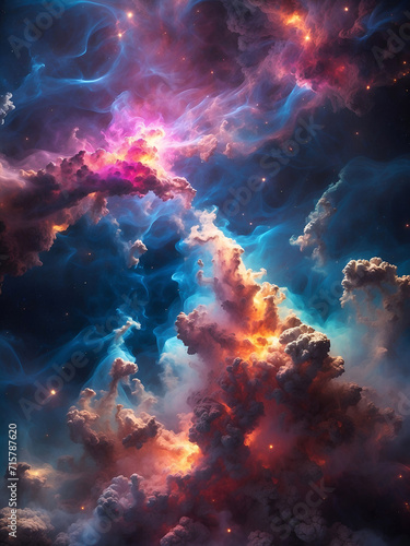 An explosion of vibrantly colored smoke cloud type background