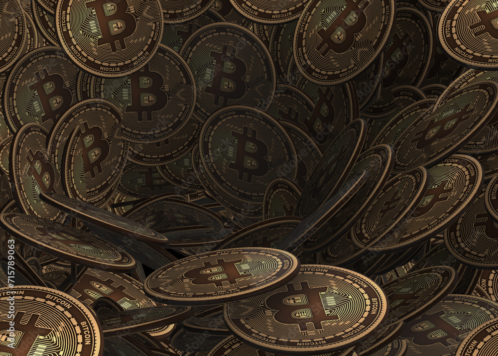 Background made of many cryptocurrency bitcoin - 3d rendering