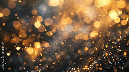 Gold and charcoal gray Fireworks and bokeh used in different events and copy space. Abstract background holiday.