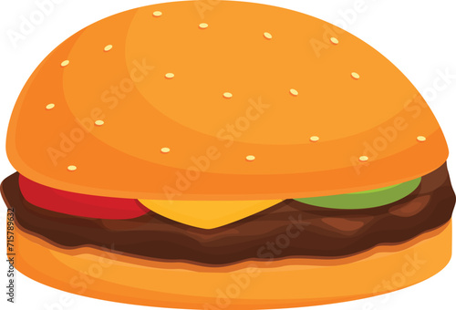 Bread burger icon cartoon vector. Fast food. Slice fat hamburger