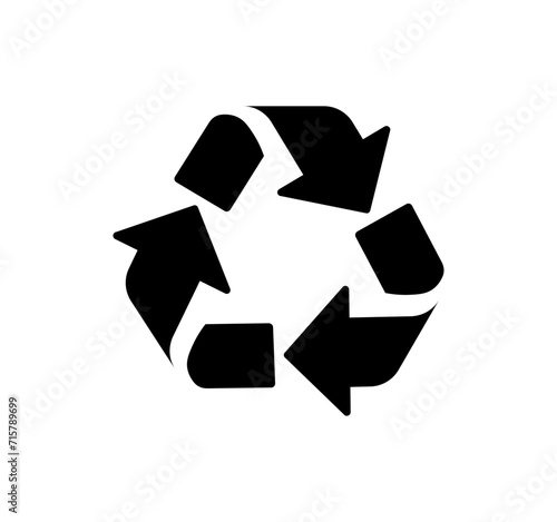 Vector recycling symbol in black color. Recycle icon on white background.