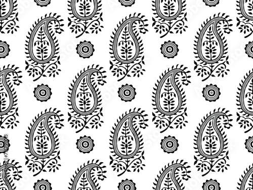 PAISLEY BLOCK PRINT SEAMLESS PATTERN ALL OVER PRINT VECTOR ILLUSTRATION