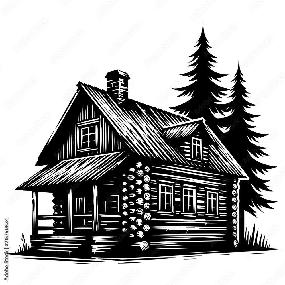 Log Cabin , Log Cabin, Mountain House ,House Woods, Rustic Cabin, House