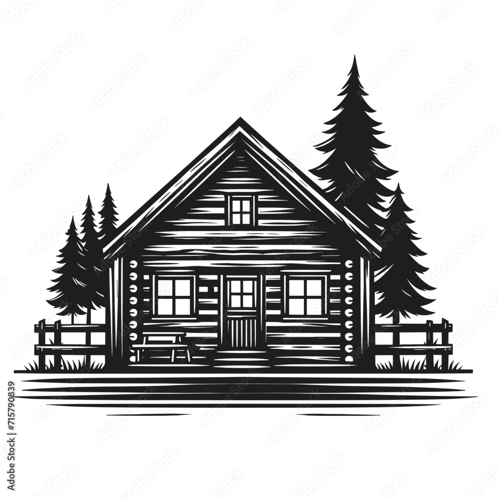 Log Cabin , Log Cabin, Mountain House ,House Woods, Rustic Cabin, House