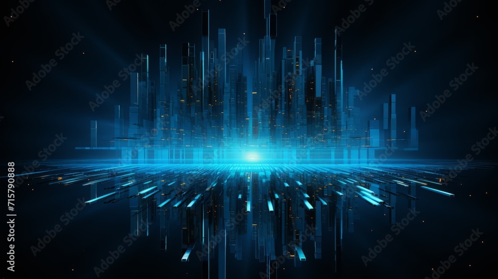 Digital wallpaper. Binary digit lines background. Glowing digital lines on dark blue background. High tech blue background. Abstract technology background. 3d render. Digital data binary wallpaper.