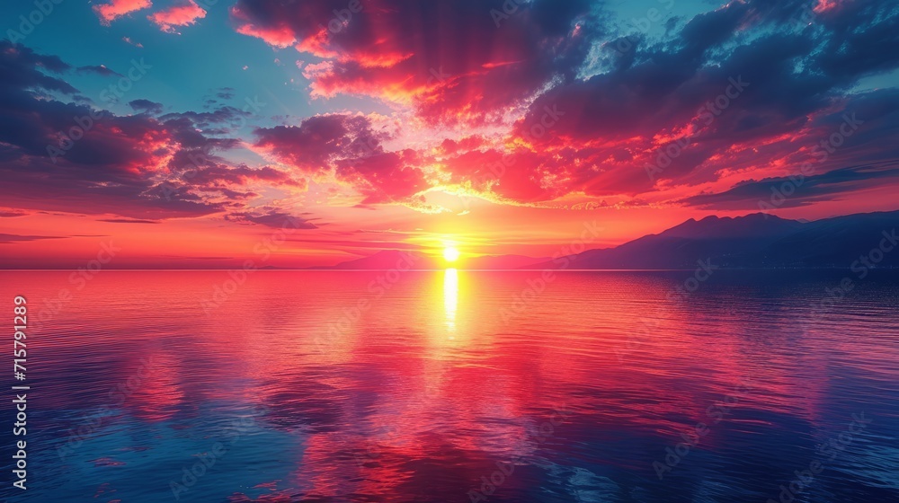 Landscape with Vibrant Sunset, a breathtaking sunset over a picturesque landscape, with vibrant colors filling the sky Landscape with Vibrant Sunset, a breathtaking sunset over a picturesque landscape, with vibrant colors filling the sky