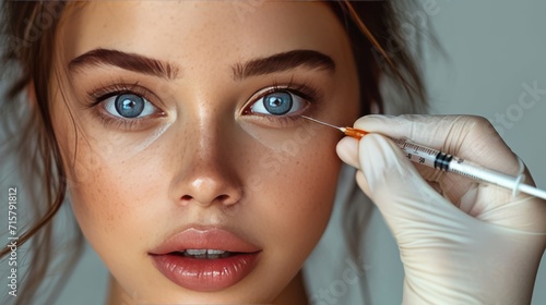 Botox injection in the face of a young woman. Beauty and youth treatment  generative ai