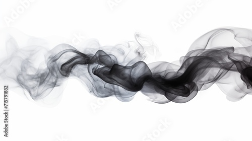 Clean Black Smoke Isolated on White Background. Generative AI