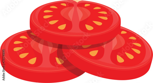 Tomatoes slices for burger icon cartoon vector. Fast food. Meal dish