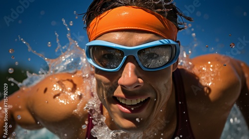 Blue Pool Fitness: Energetic Swimmer in Motion, Training for a Healthy Lifestyle