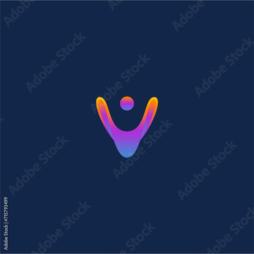 Colorful check mark logo design for human culture gathering club social, people together community teamwork