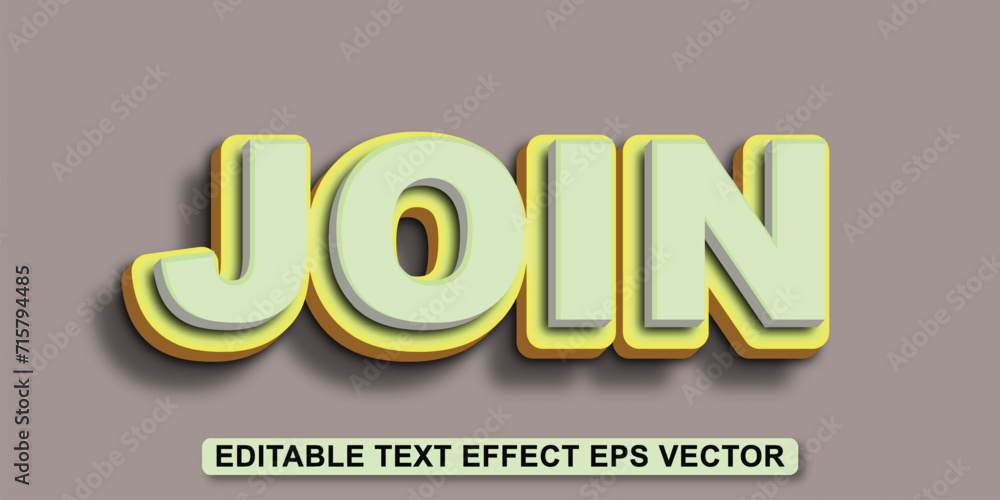 Join green color Editable 3d Text effect eps vactor