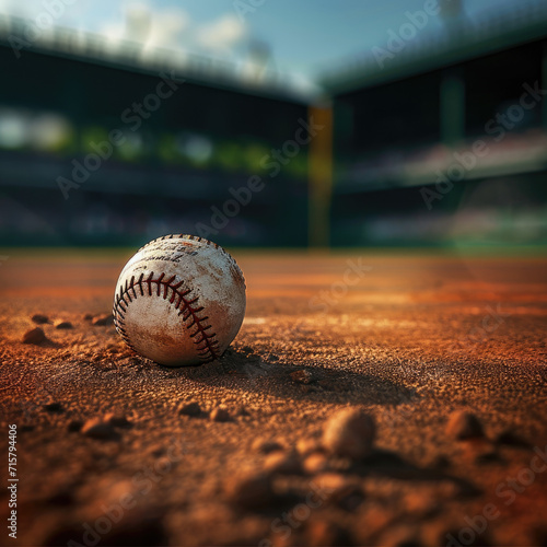 Baseball on the pitching mound of a baseball field