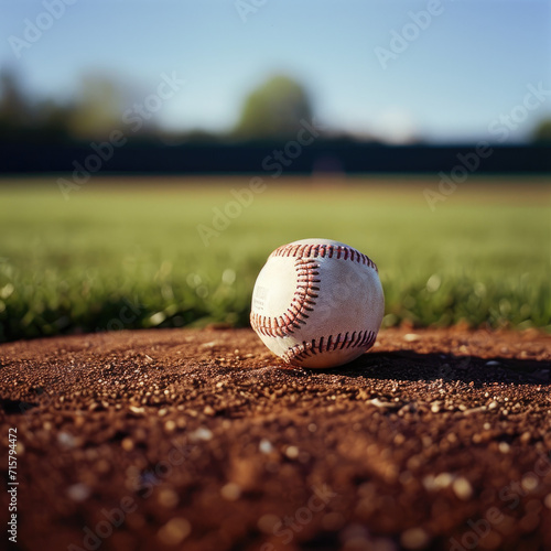 Baseball on the pitching mound of a baseball field