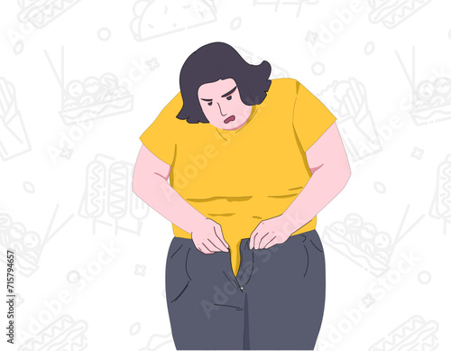 Obesity woman vector illustration 