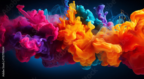 Holiday concept of Multicolor paint ink power explosion effect abstract background © s1pkmondal143