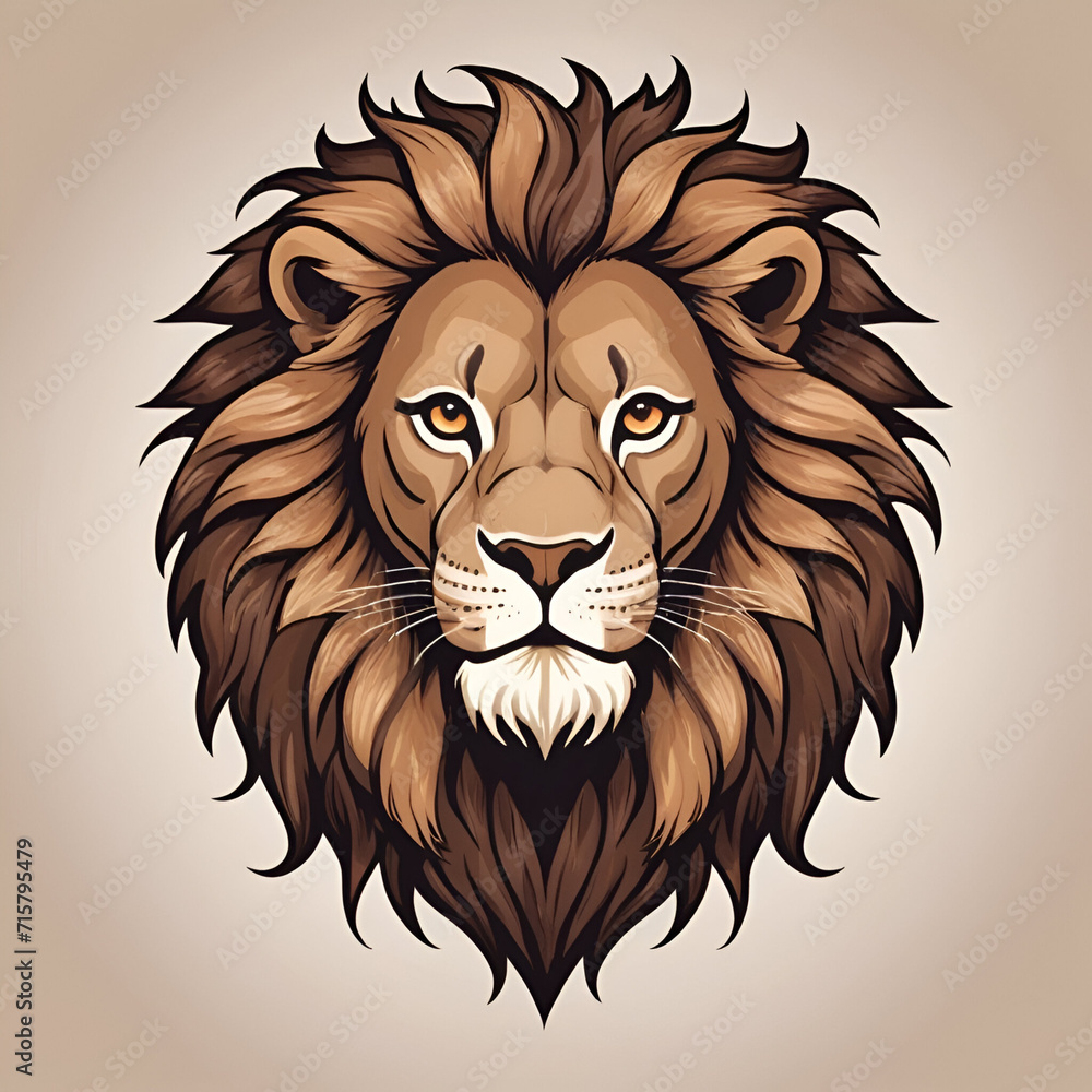 Obraz premium lion head vector illustration
