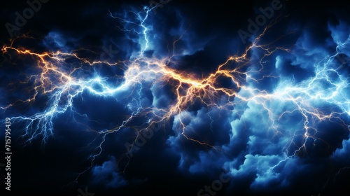 Electric Storm: Powerful Lightning Bolt in a Dark Night Sky, Illustrating Natures Force