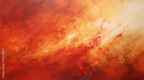 Fiery sunset orange crimson and gold bold acrylic splashes energetically