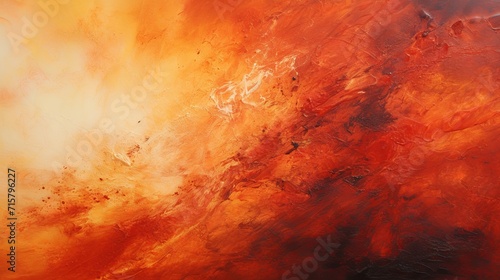 Fiery sunset orange crimson and gold bold acrylic splashes