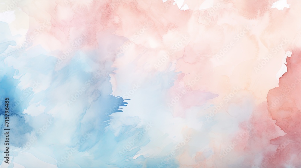 Hazy light blue and blush watercolor splotches on white Hazy light blue and blush watercolor splotches on white