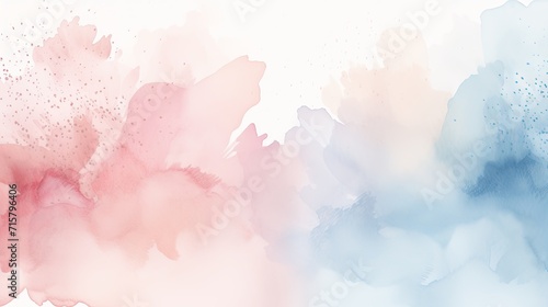 Hazy light blue and blush pink watercolor splatters photo