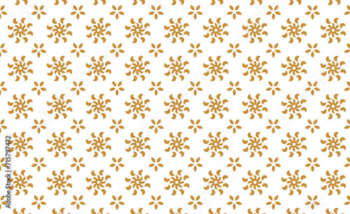 Wallpaper Mural Golden vector geometric floral seamless pattern. Simple minimal ornament with small flower silhouettes. Abstract ornamental gold and white background. Luxury repeat design.  Torontodigital.ca