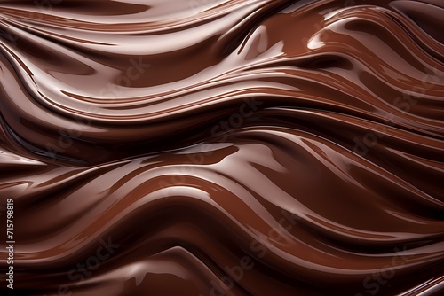 Soft ripples of liquid chocolate spreading across a surface, resulting in an abstract image reminiscent of natural phenomena.