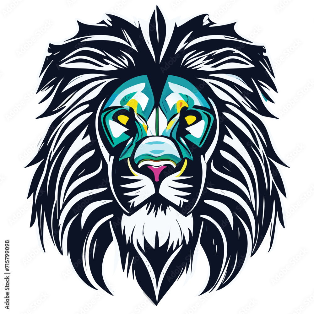 Lion Face Logo Vector Black and White