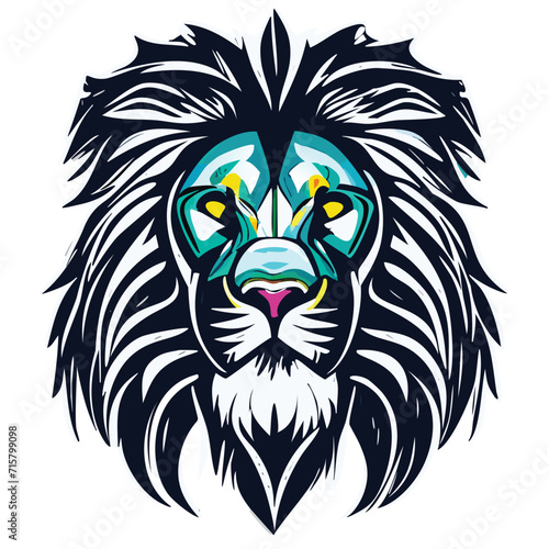 Fototapeta Naklejka Na Ścianę i Meble -  Lion Face Logo Vector Black and White