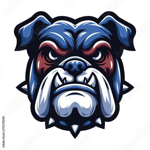 brave animal bulldog head face mascot design vector illustration, logo template isolated on white background photo